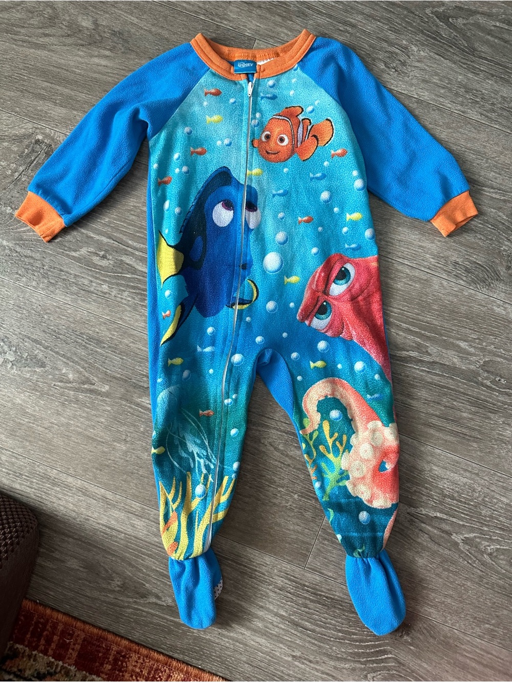 Disney Blue and Orange Finding Dory Fleece Footed Pajamas